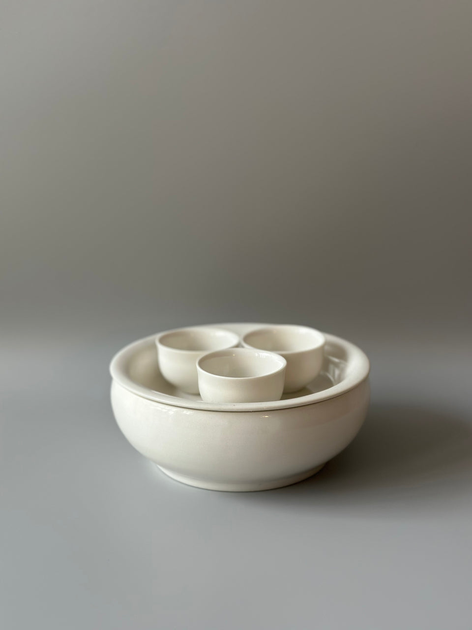 Pure White Gong Fu Tea Set, Pot Support, Tea Tray, Hucheng