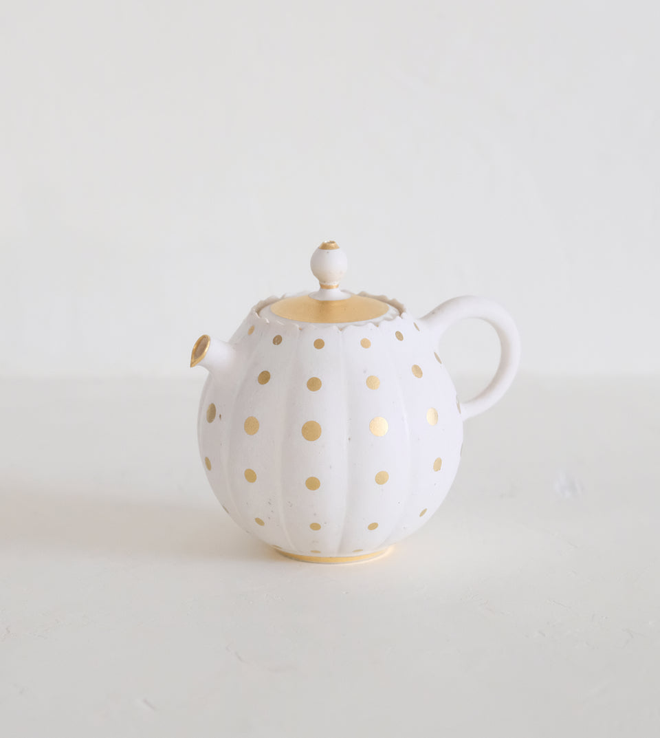 Golden Polka Dot Flower Teapot