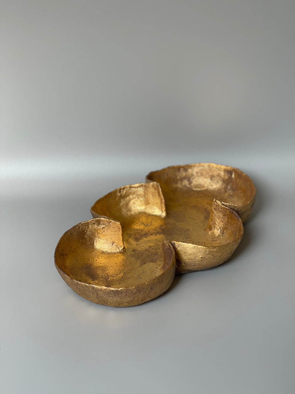 Golden Petal Flower Decor Plate/ Tea Tray