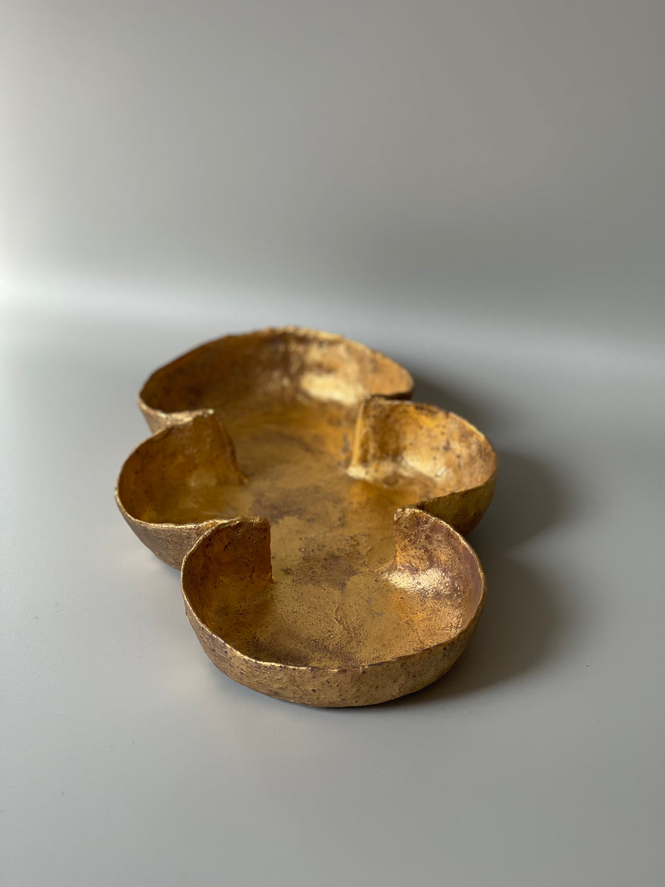 Golden Petal Flower Decor Plate/ Tea Tray