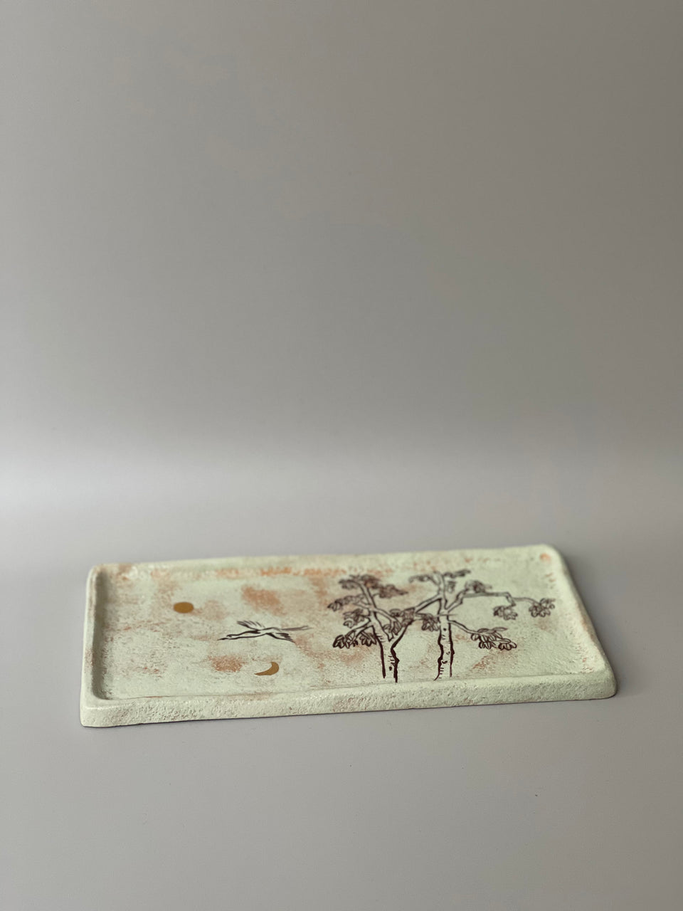 " Green Shade" Ceramic Painting Tea Tray