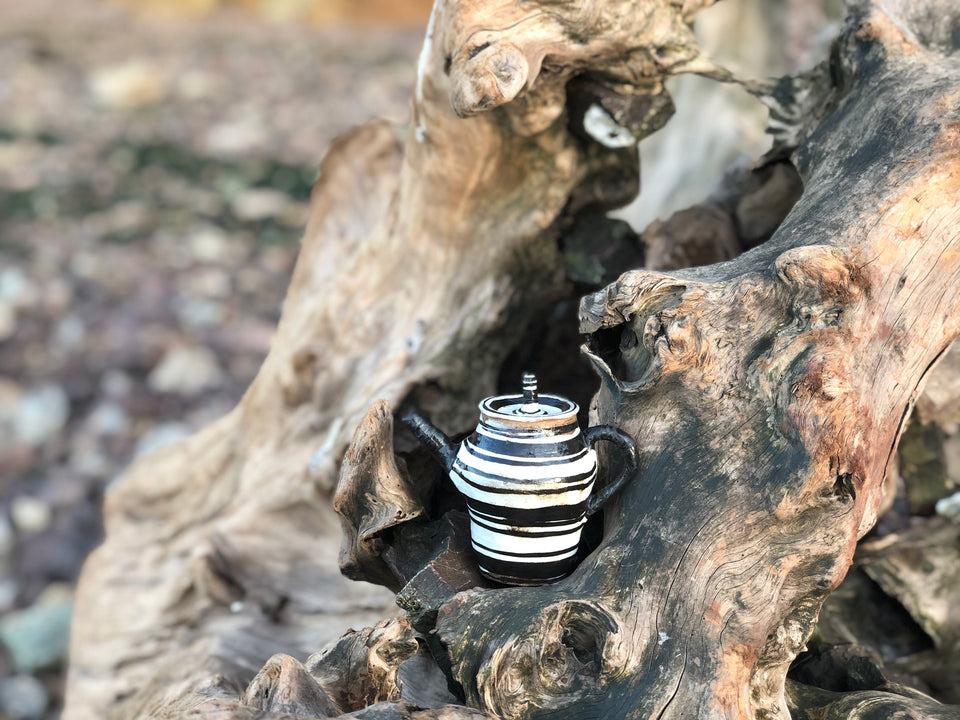Black and White Stripe Teapot