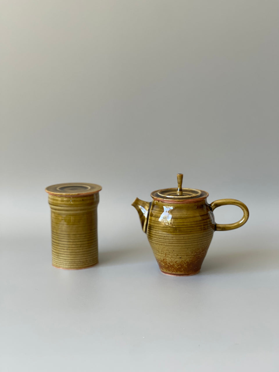 Amber Celadon Tea Container/ Tea Caddy