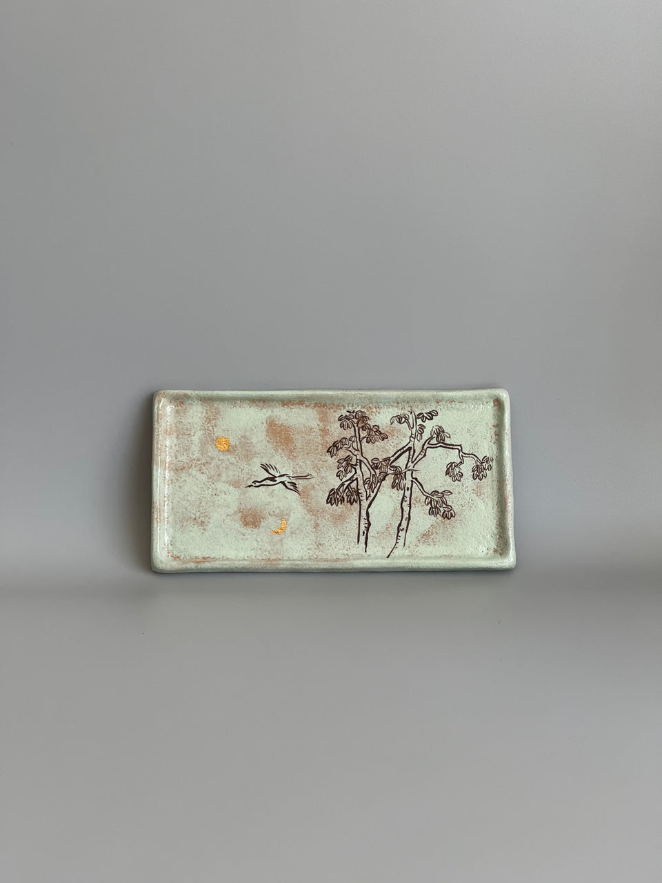 " Green Shade" Ceramic Painting Tea Tray