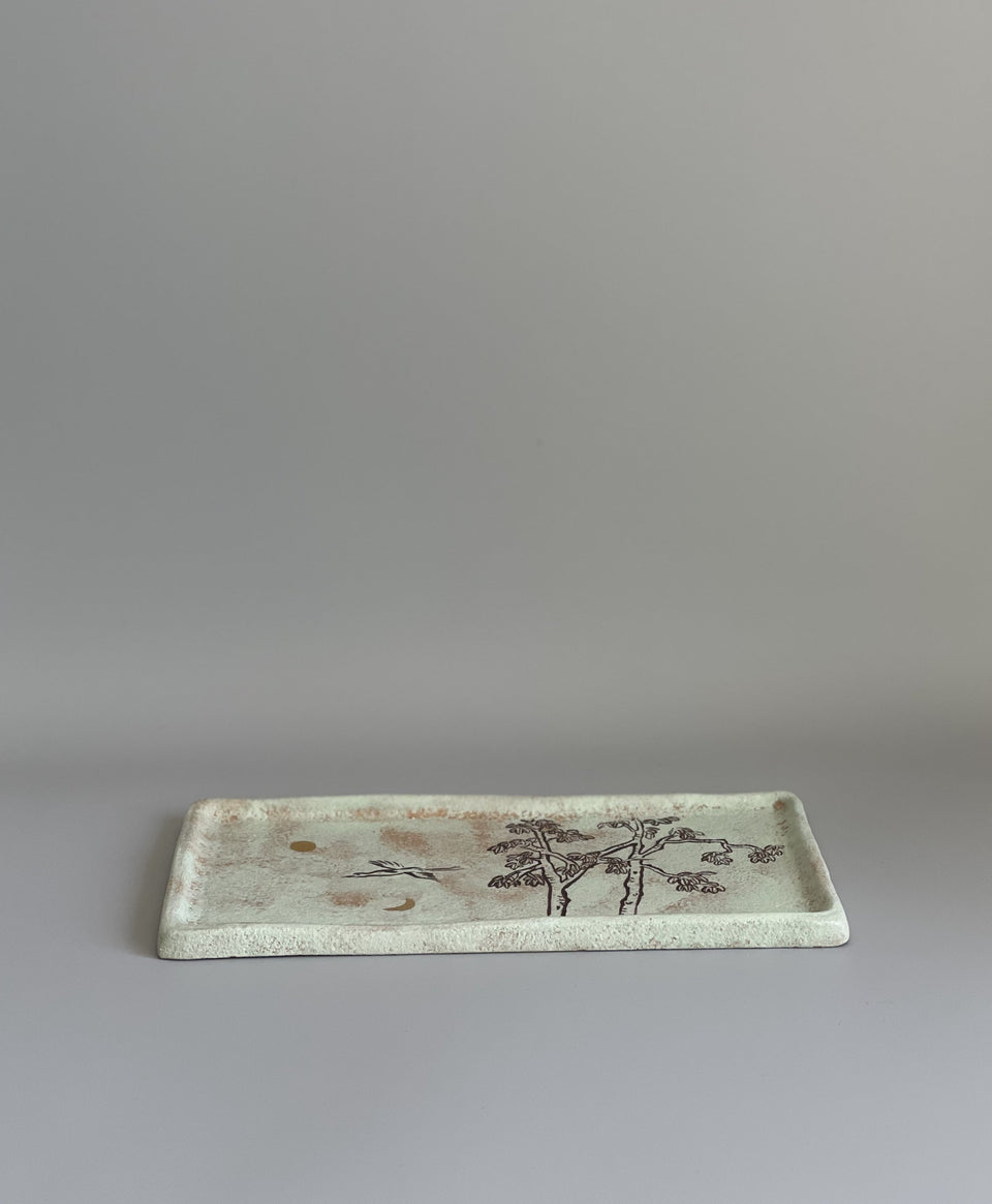 " Green Shade" Ceramic Painting Tea Tray