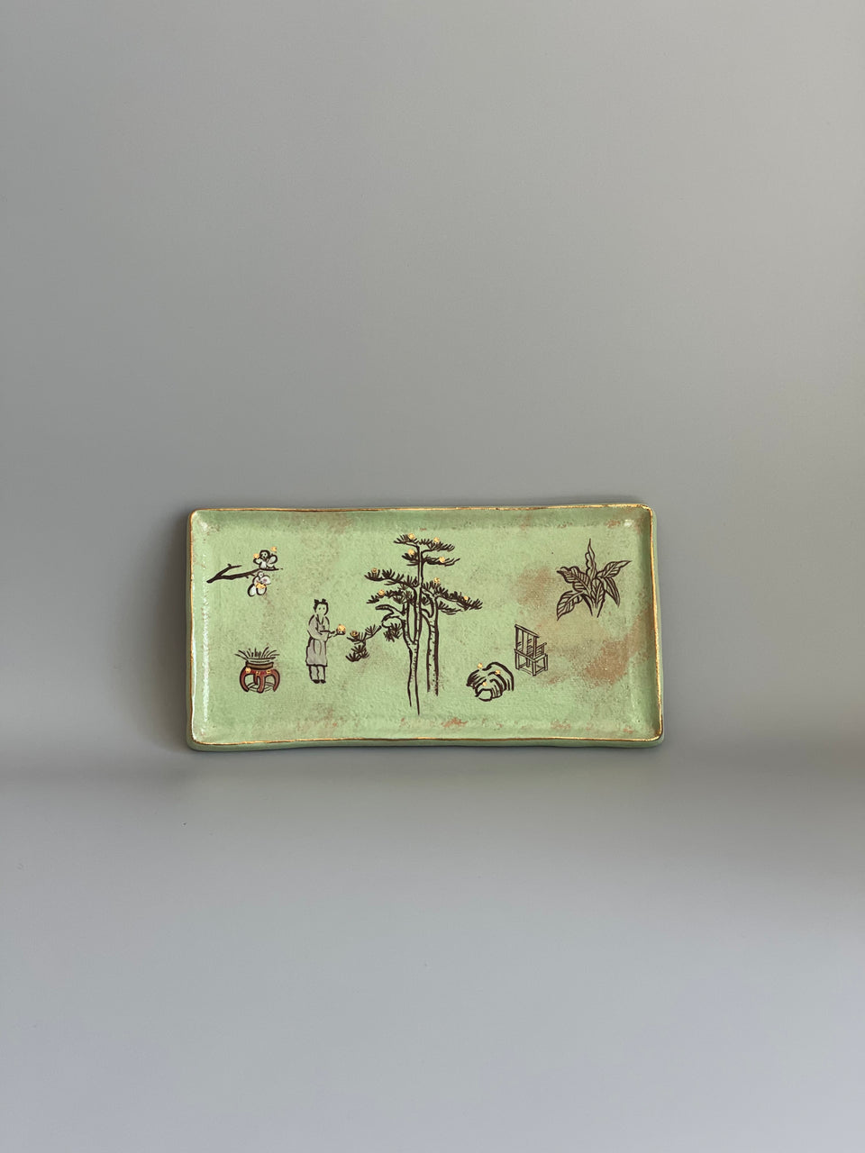 "Golden Pinecone" Ceramic Painting Tray