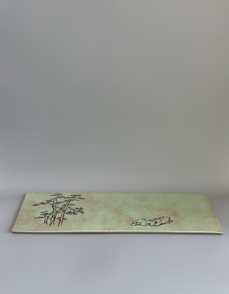 "Green Day" Ceramic Painting/ Tea Tray